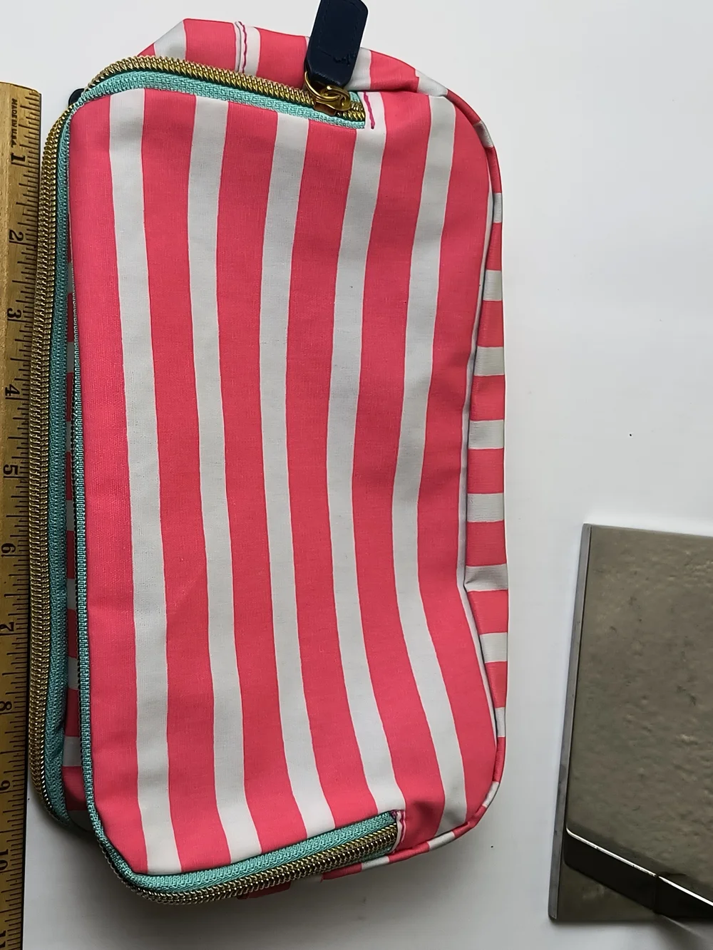 Pink & White Striped Cosmetic Pouch - Women